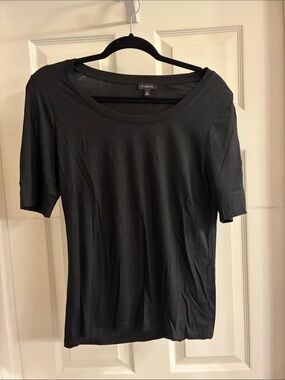 Talbots Black Short-Sleeve Scoop Neck Tee